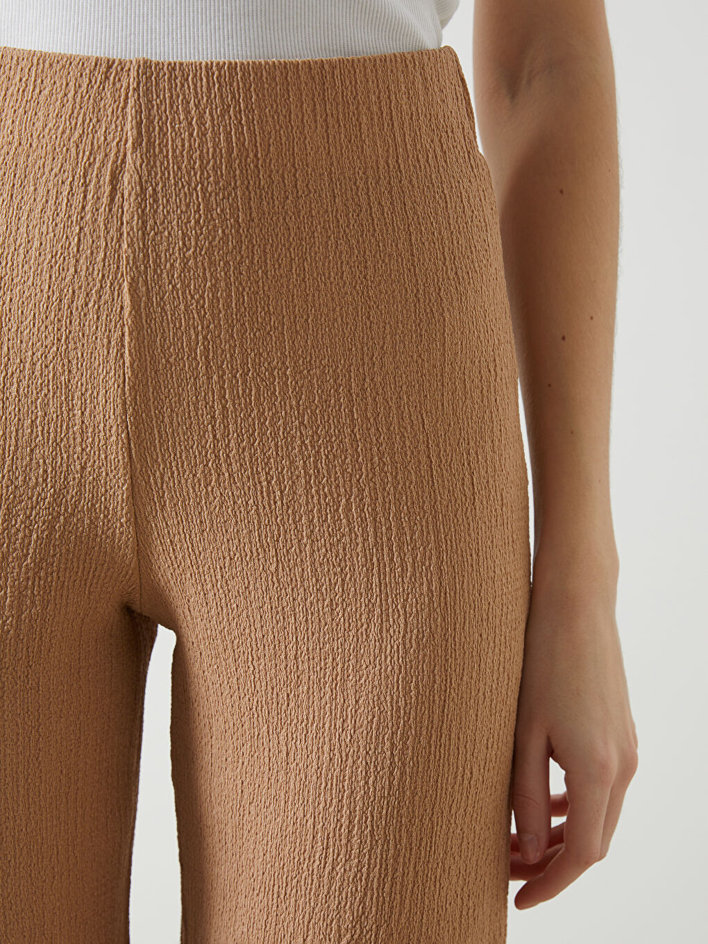 Elasticated Waist Textured Women's Trousers -S5ED72Z8-FJZ
