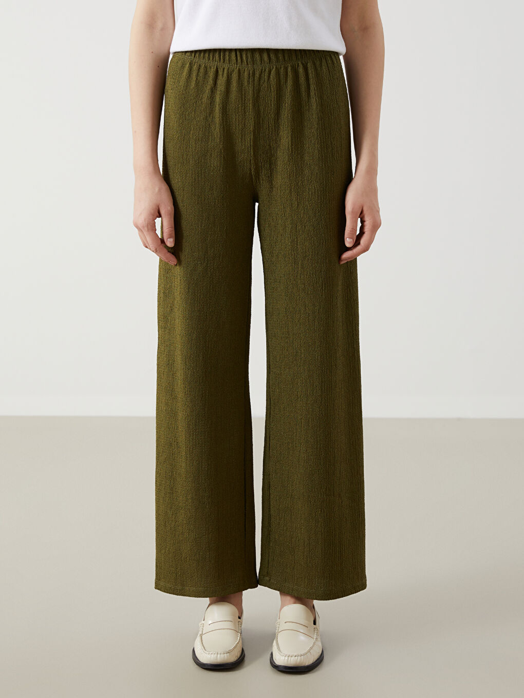 Elasticated Waist Textured Women's Trousers -S5ED74Z8-H0E
