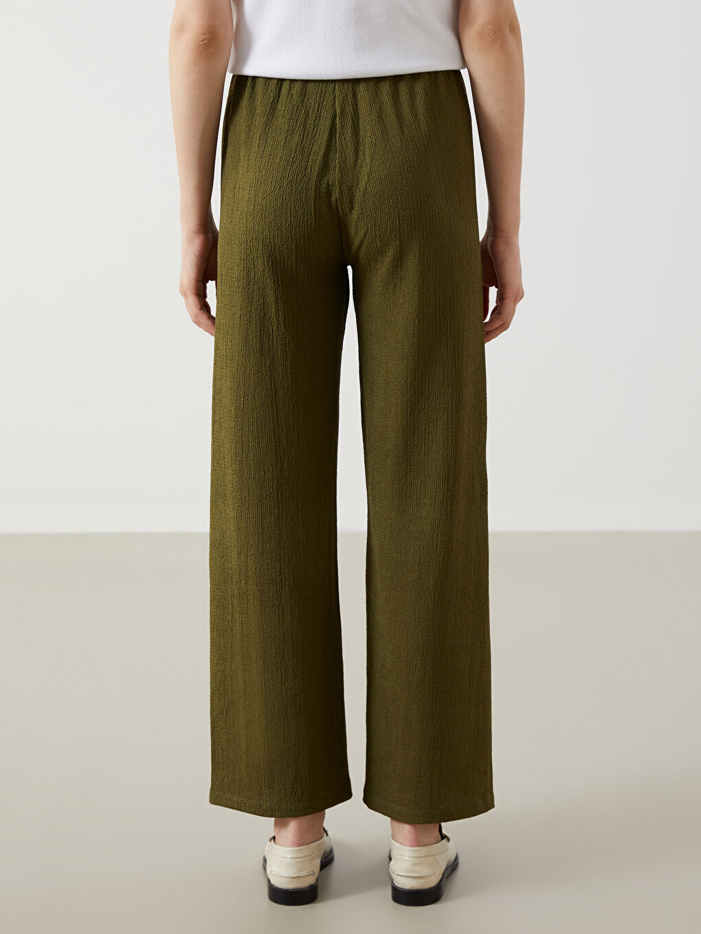 Elasticated Waist Textured Women's Trousers -S5ED74Z8-H0E