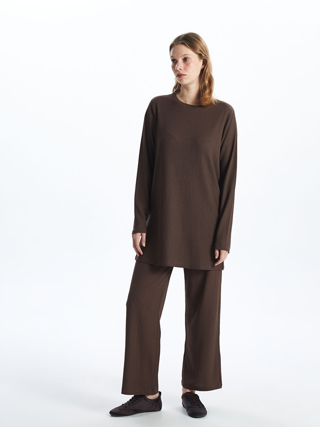 Elasticated Waist Textured Women's Trousers -S5ED74Z8-R3C