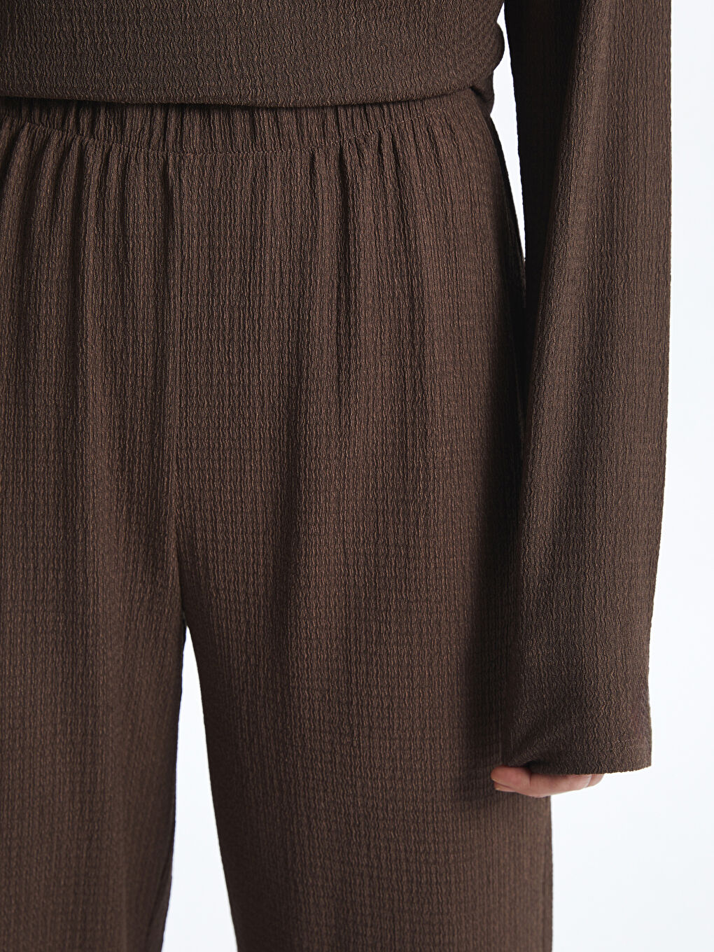 Elasticated Waist Textured Women's Trousers -S5ED74Z8-R3C