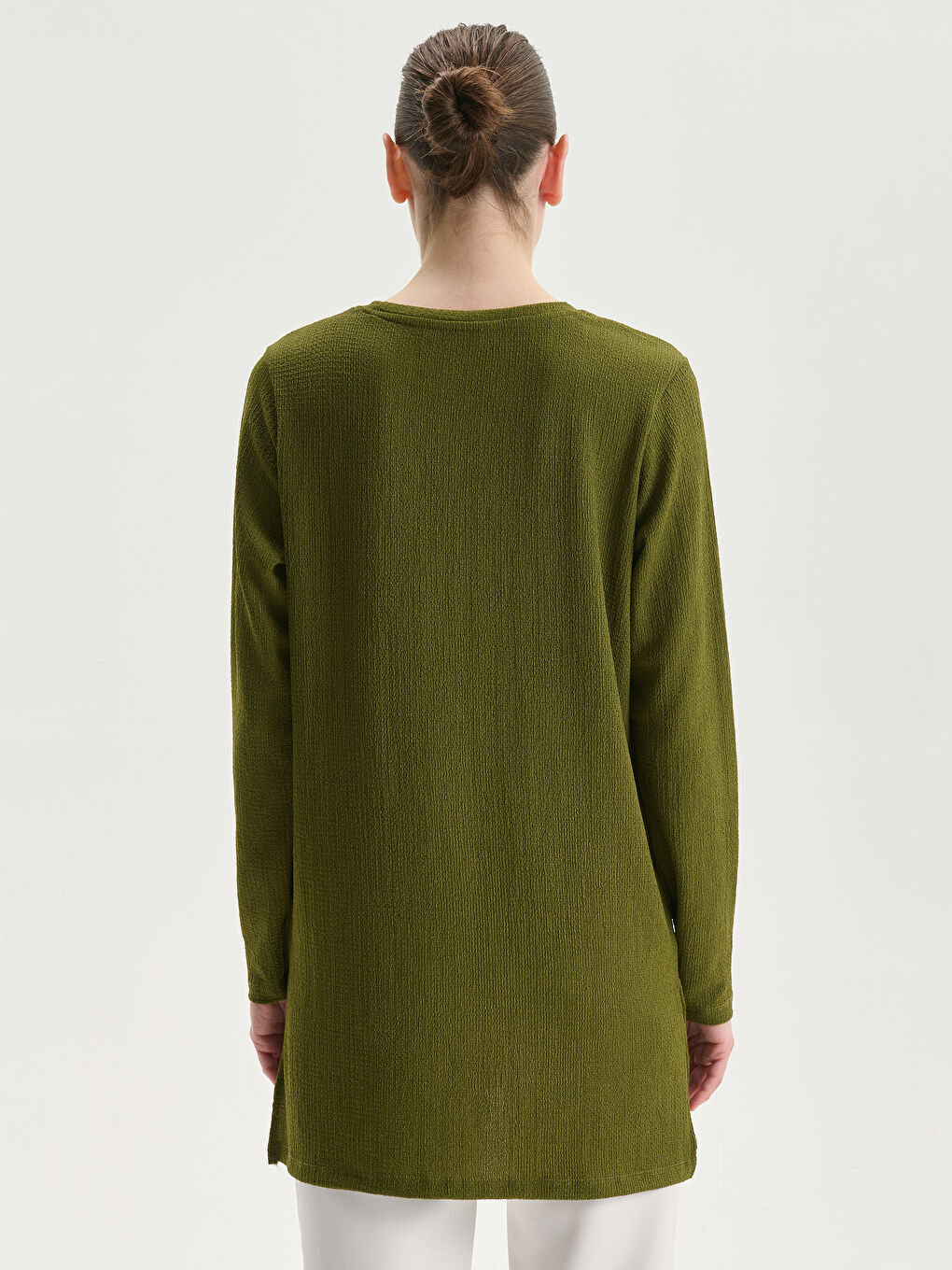 Crew Neck Textured Women's Tunic -S5ED75Z8-H0E