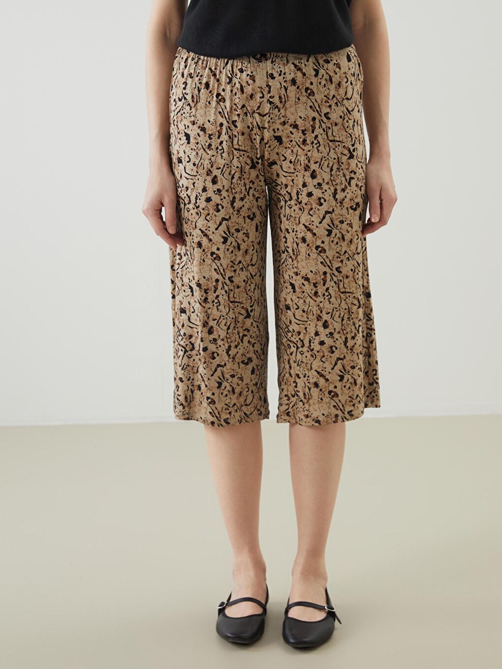 LCW Grace Elasticated Waist Floral Women's Capri -S5ED77Z8-LQA