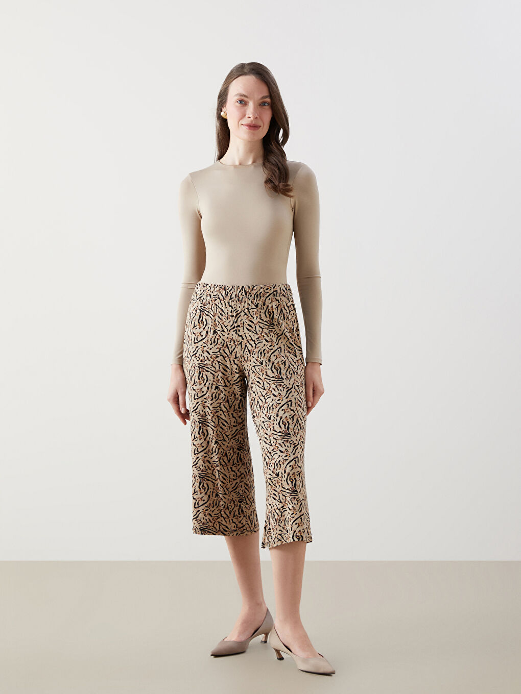 Elastic Waist Floral Women’S Capris -S5ED77Z8-LQB