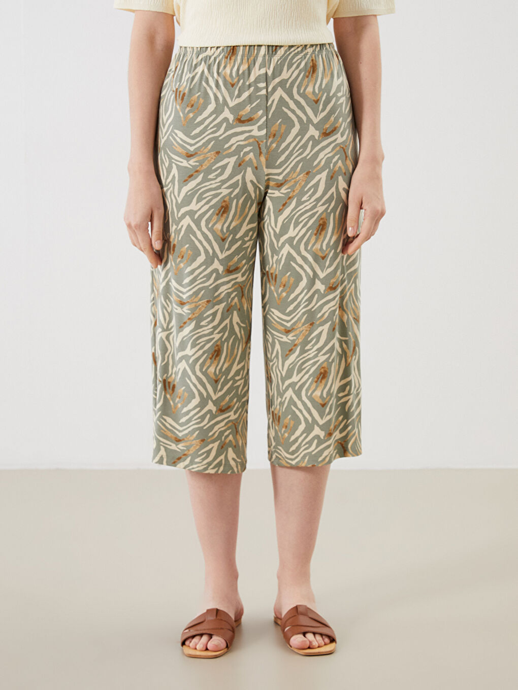Elasticated Waist Floral Women's Capri -S5ED77Z8-LS5