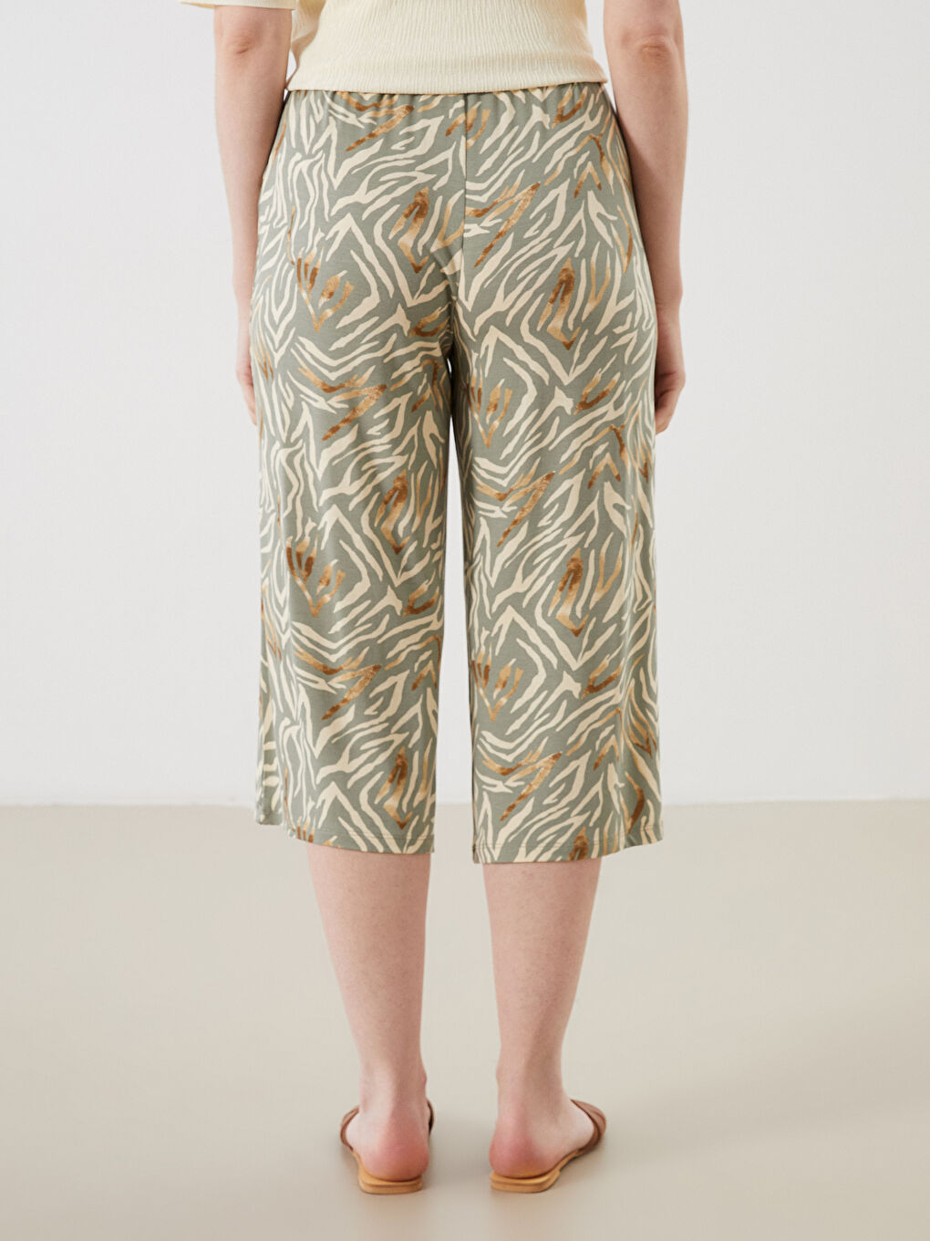 Elasticated Waist Floral Women's Capri -S5ED77Z8-LS5