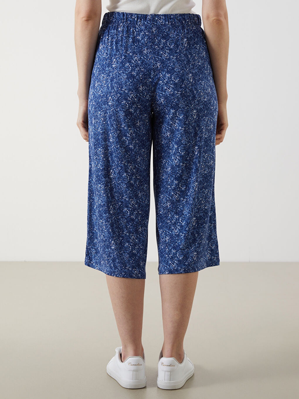 Patterned Women's Capri with Elastic Waist -S5ED77Z8-LSF