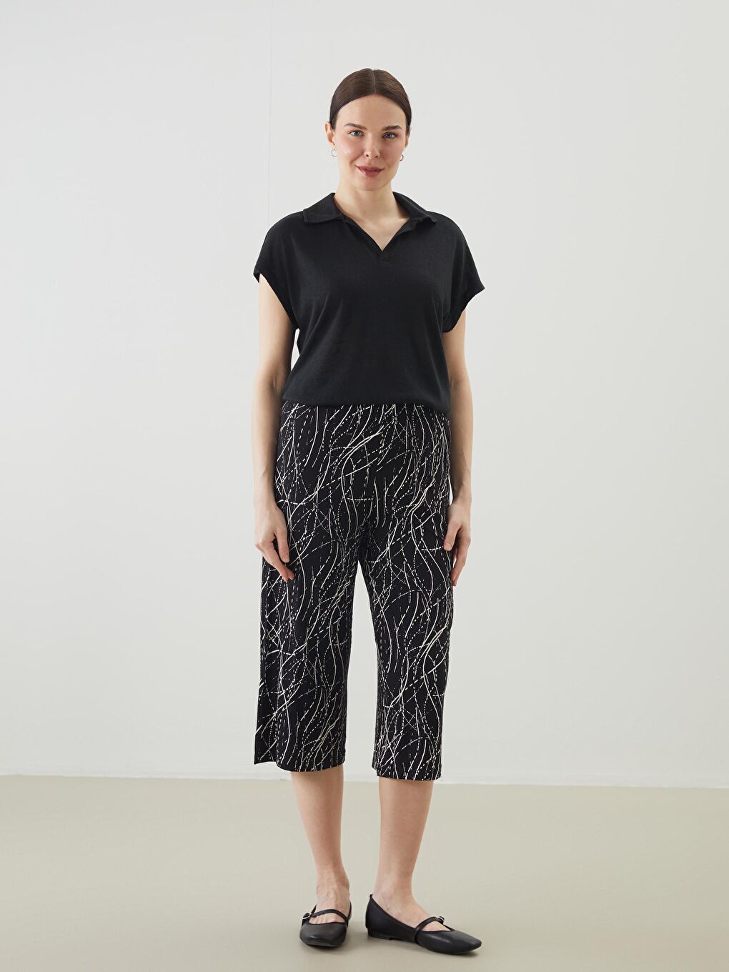 Women's Capri with Elastic Waist Pattern -S5ED77Z8-SW6