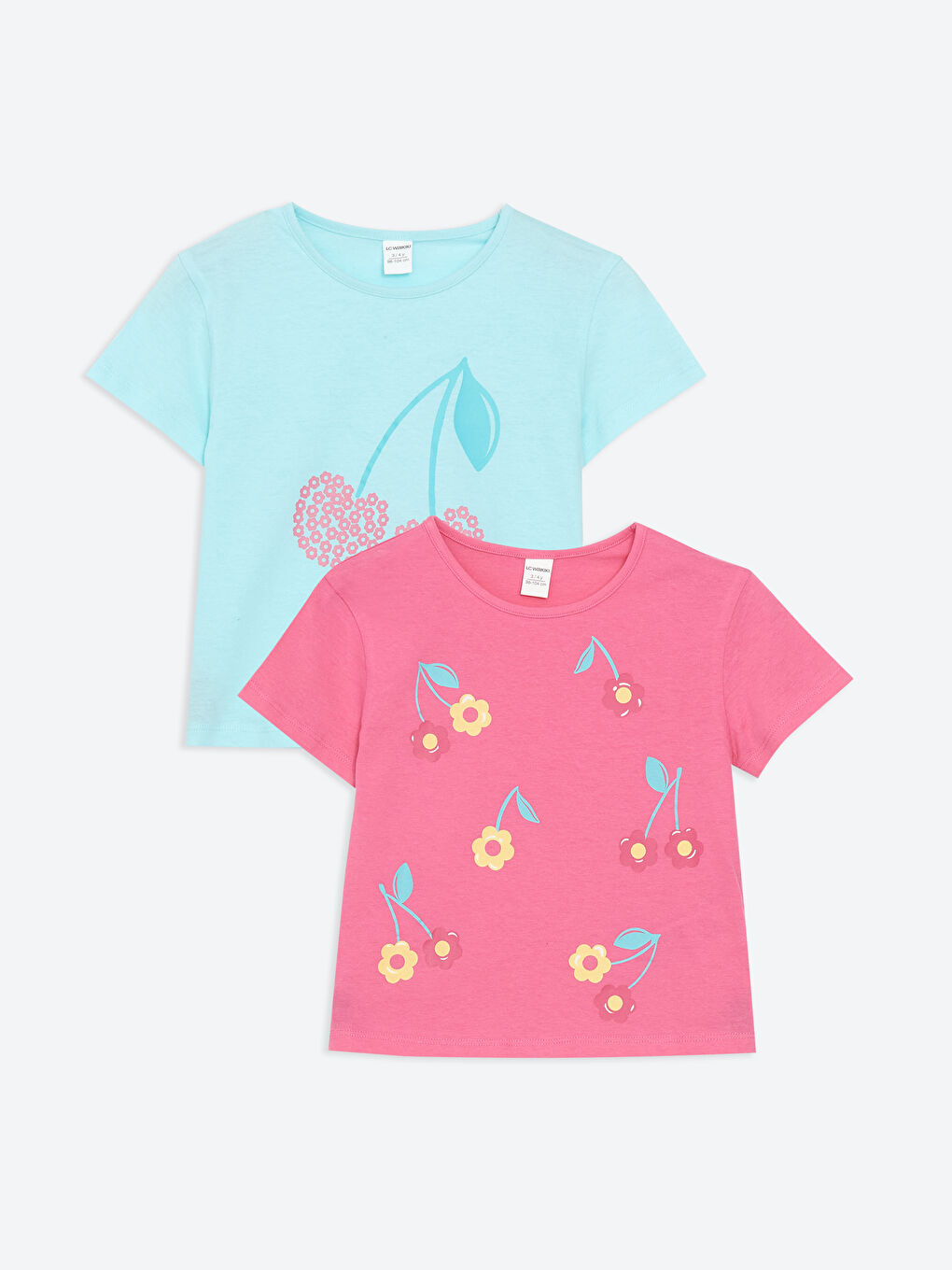 Printed Appliqued Girls' T-Shirt 2 Pack -S5ED80Z1-K6C