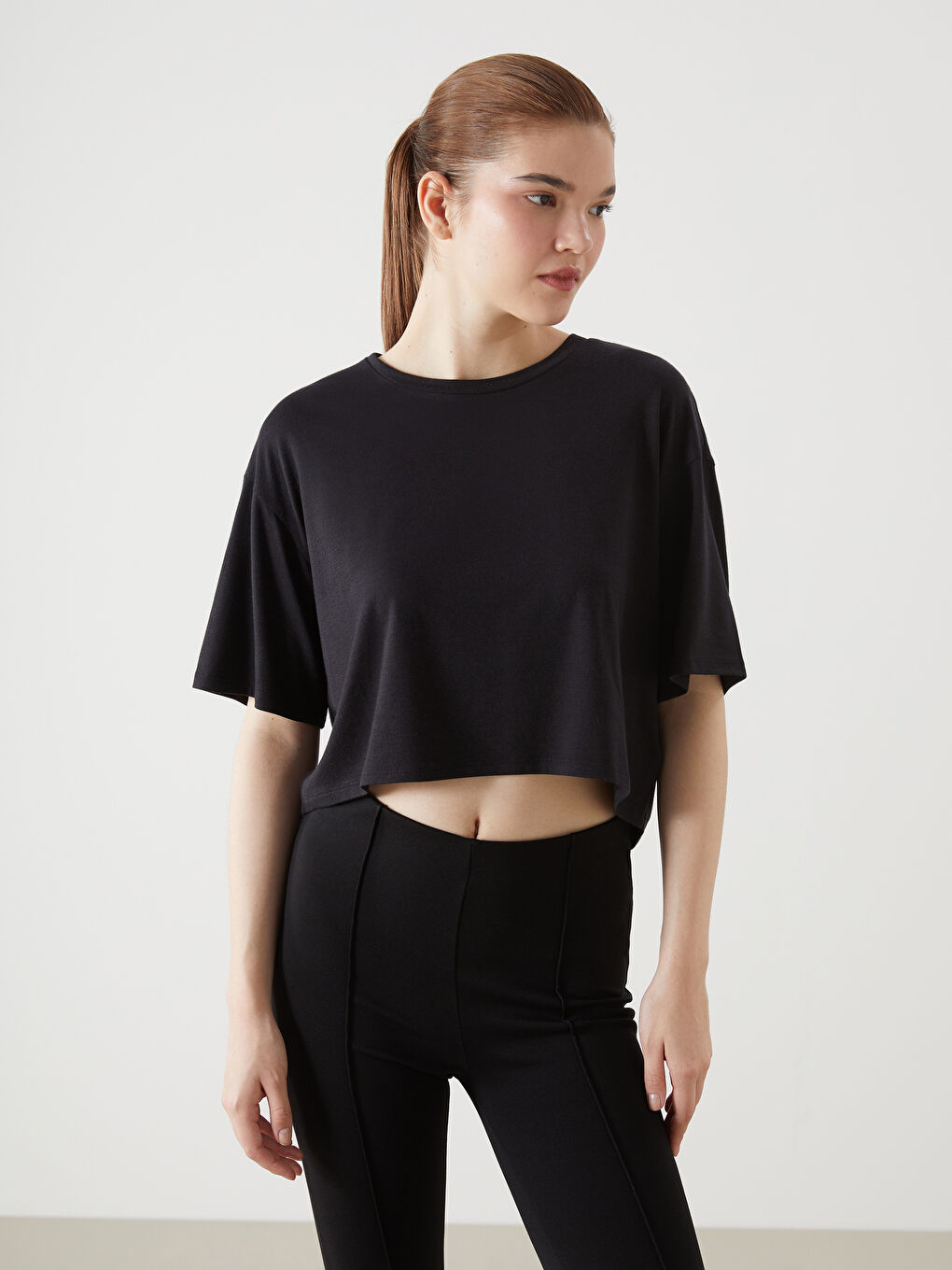Crew Neck Crop Women's Sports T-Shirt -S5EE31Z8-CVL