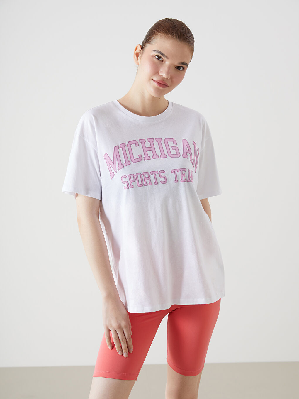 Crew Neck Printed Women's Sports T-Shirt -S5EE32Z8-Q6K