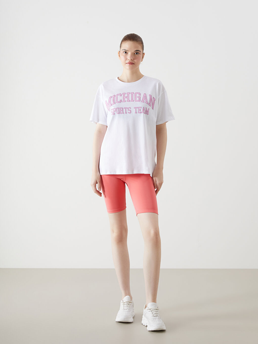 Crew Neck Printed Women's Sports T-Shirt -S5EE32Z8-Q6K