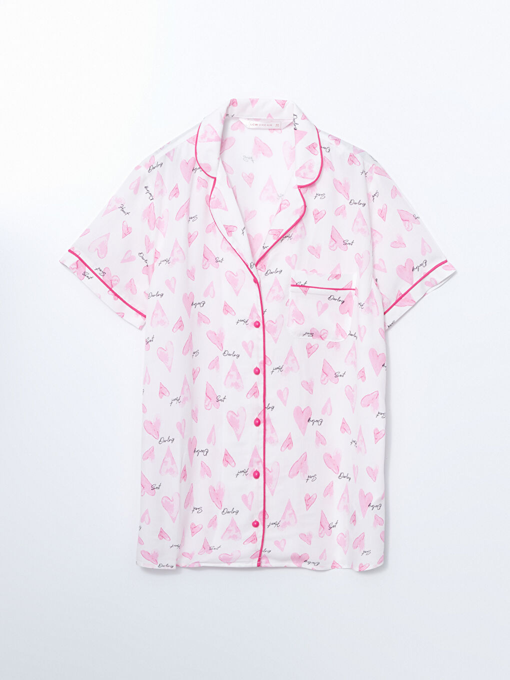 Ekru Gömlek Yaka Baskılı Kadın Pijama Üstü