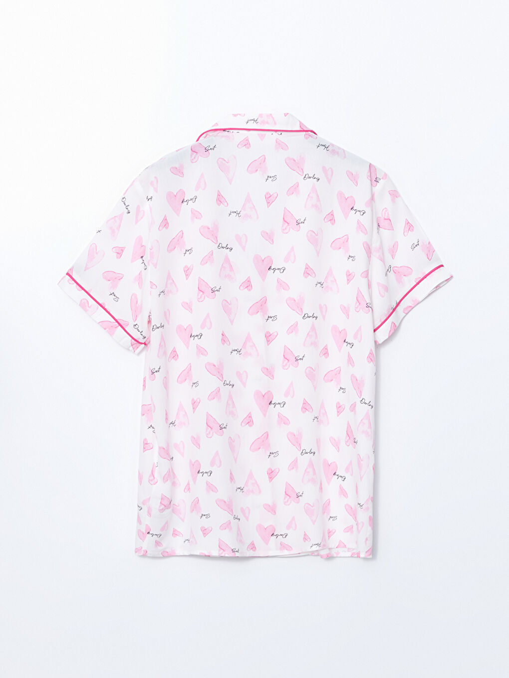 Ekru Gömlek Yaka Baskılı Kadın Pijama Üstü-1