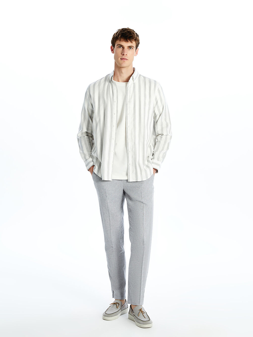 Slim Fit Linen Blend Men's Trousers -S5EE50Z8-Z3A