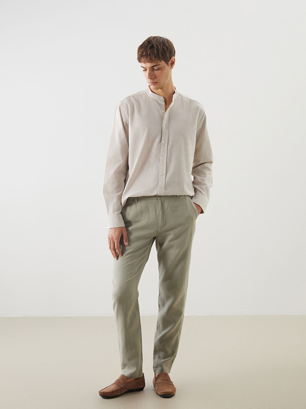 Slim Fit Linen Blended Men's Trousers -S5EE50Z8-DX6