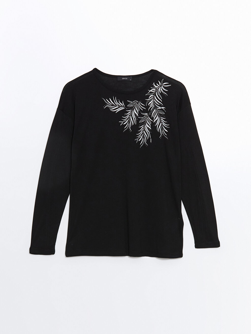 LCW ECO Crew Neck Rhinestone Embellished Women's T-Shirt -S5EE66Z8-CVL