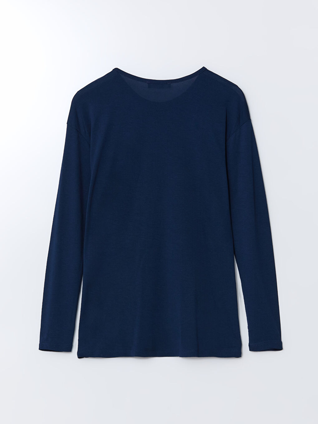 Lacivert Bisiklet Yaka Baskılı Kadın Tişört-5