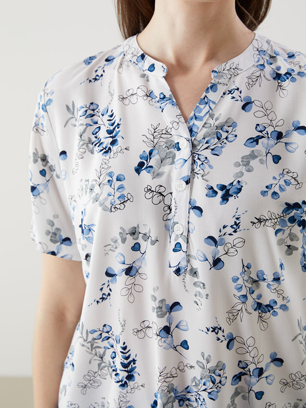 LCW Grace Kerbausschnitt Blumige Bluse -S5EE86Z8-LQQ