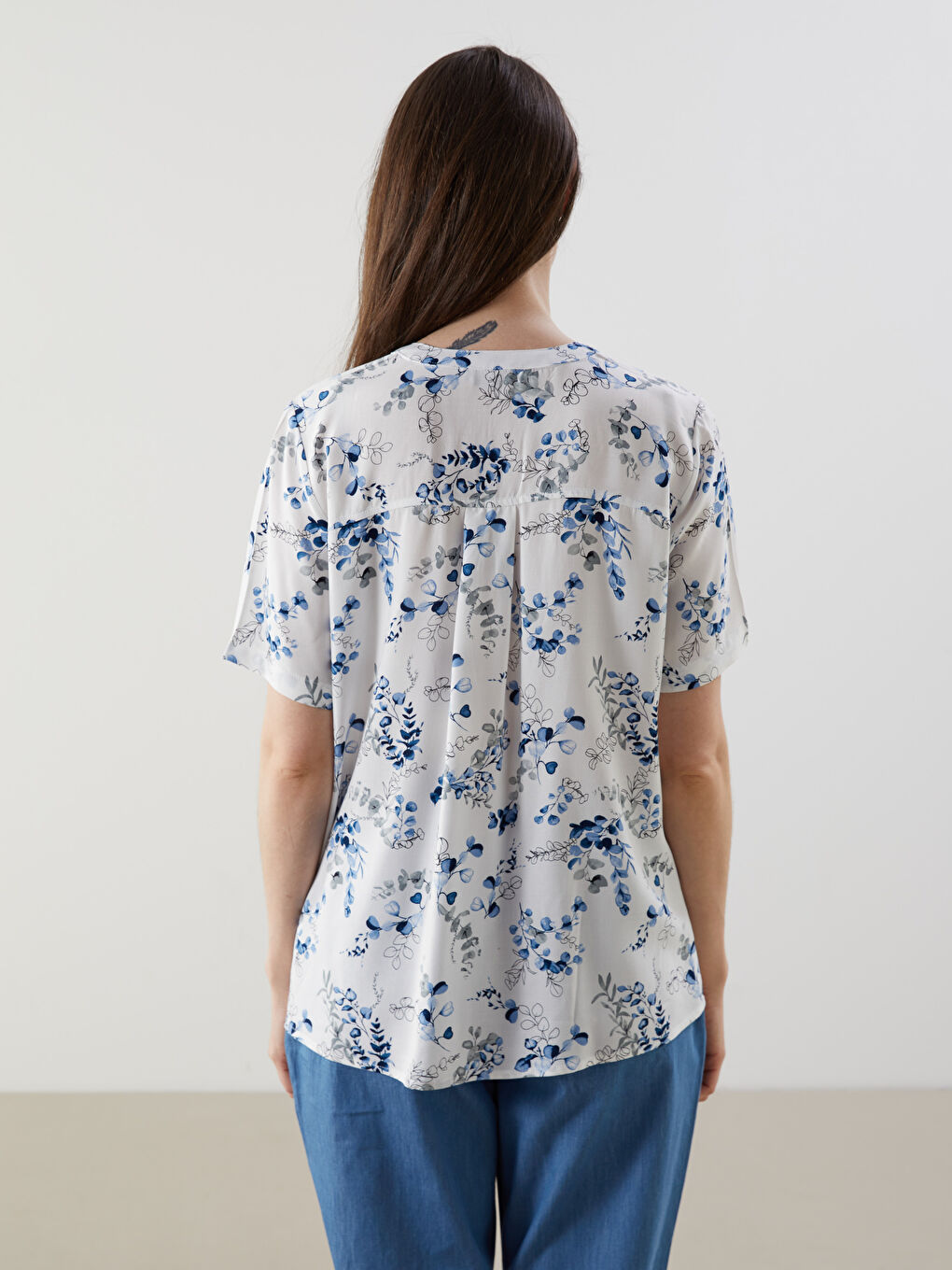 LCW Grace Kerbausschnitt Blumige Bluse -S5EE86Z8-LQQ