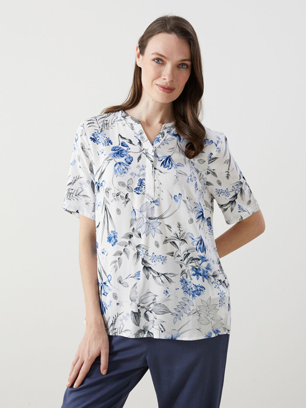 Notch Neck Floral Women's Blouse -S5EE86Z8-LRA