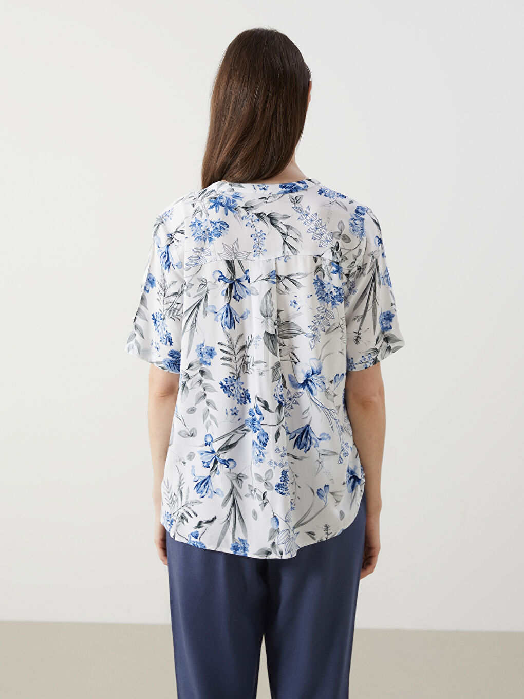 Notch Neck Floral Women's Blouse -S5EE86Z8-LRA