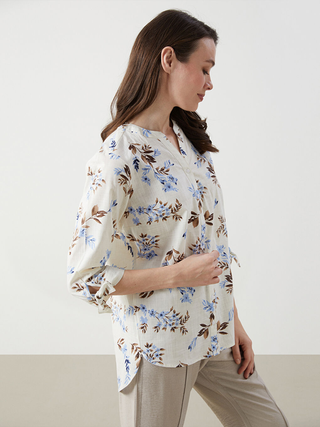 Regular Fit Women's Shirt with Ruching -S5EE87Z8-LRA