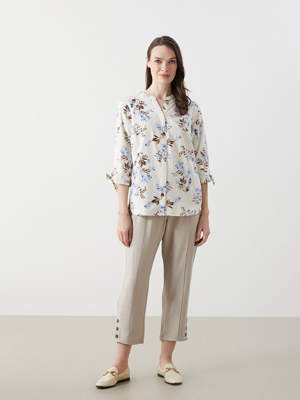 Regular Fit Women's Shirt with Ruching -S5EE87Z8-LRA