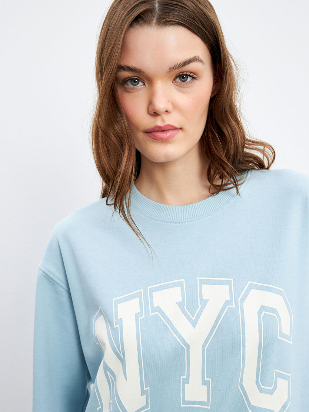 Crew Neck Printed Oversize Women's Sweatshirt