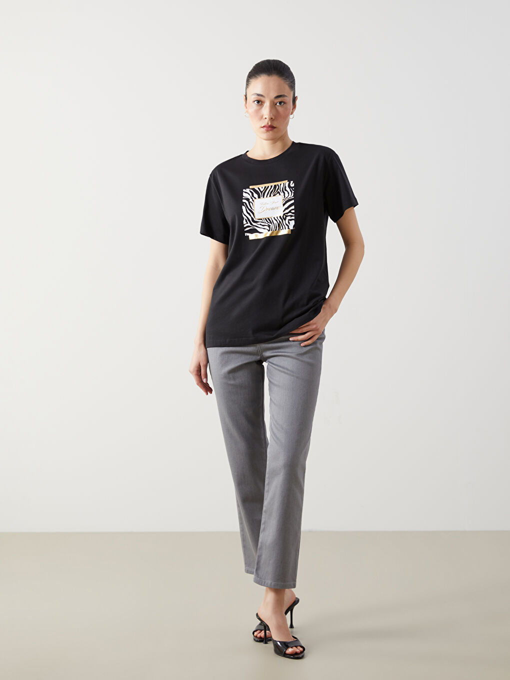 Crew Neck Printed Women's T-Shirt -S5EF12Z8-CVL