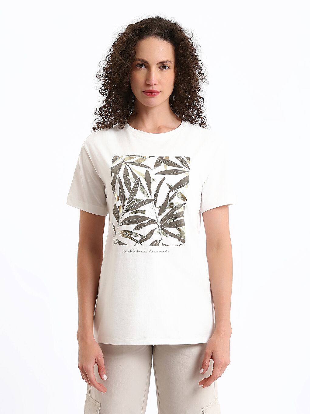 T-shirt Imprimé à Col Rond pour Femmes