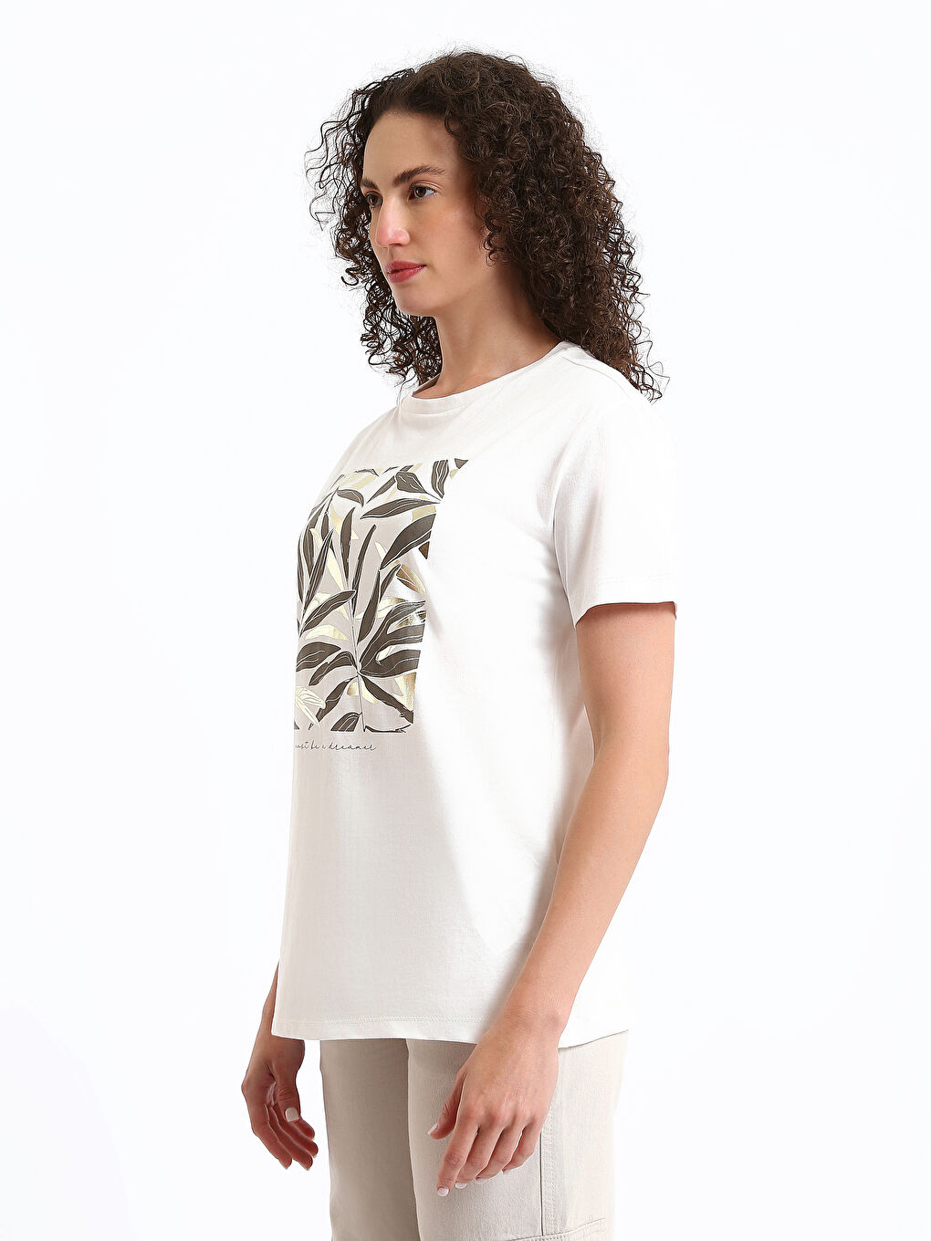 T-shirt Imprimé à Col Rond pour Femmes-3