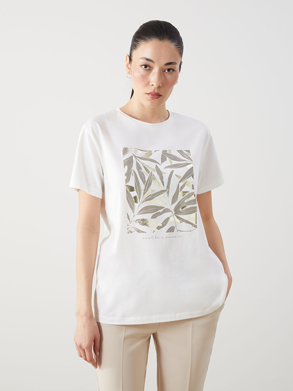 Crew Neck Printed Women's T-Shirt -S5EF12Z8-Q6K