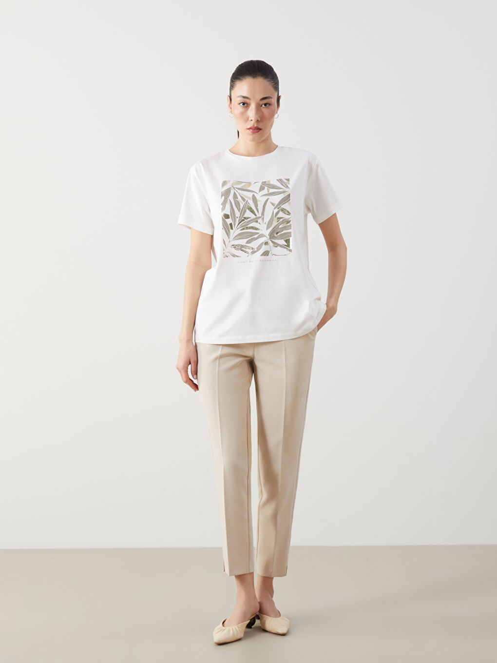Crew Neck Printed Women's T-Shirt -S5EF12Z8-Q6K