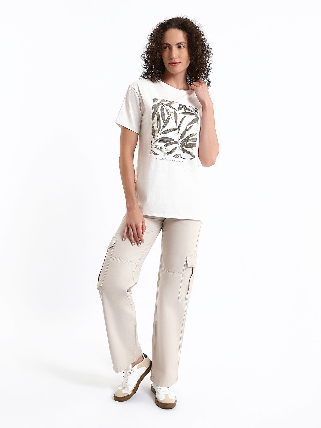 T-shirt Imprimé à Col Rond pour Femmes-1
