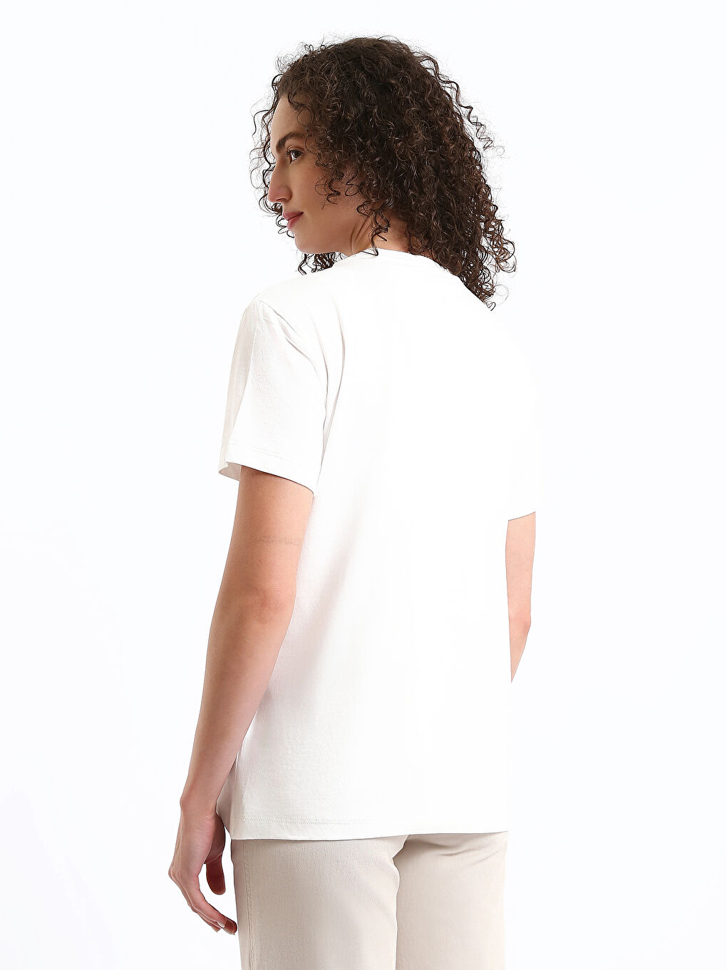 T-shirt Imprimé à Col Rond pour Femmes-4