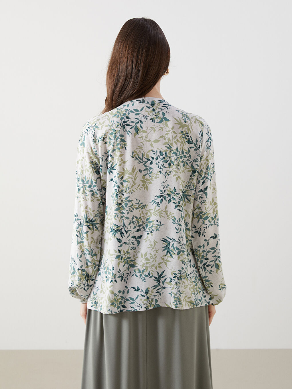 LCW Grace Tie Neck Floral Women's Blouse -S5EF17Z8-LRR