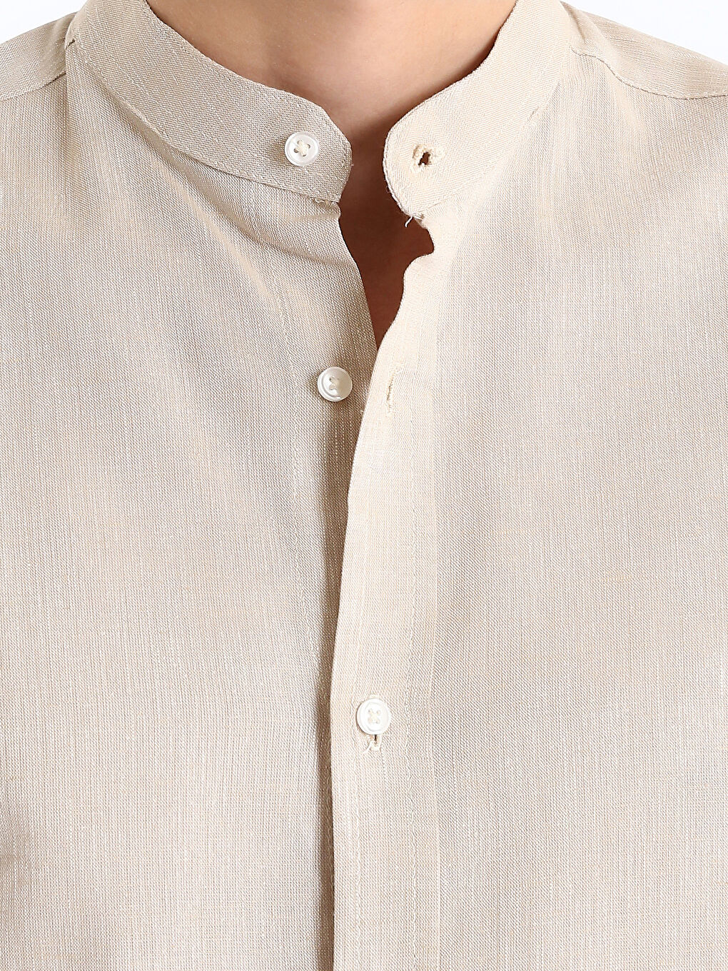 قميص رجالي بأكمام طويلة وخليط كتان بقصة عادية-2