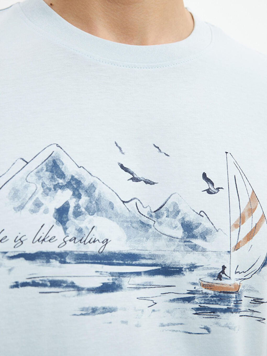 T-shirt I Stampuar Me Jakë Të Rrumbullakët Për Burra-2