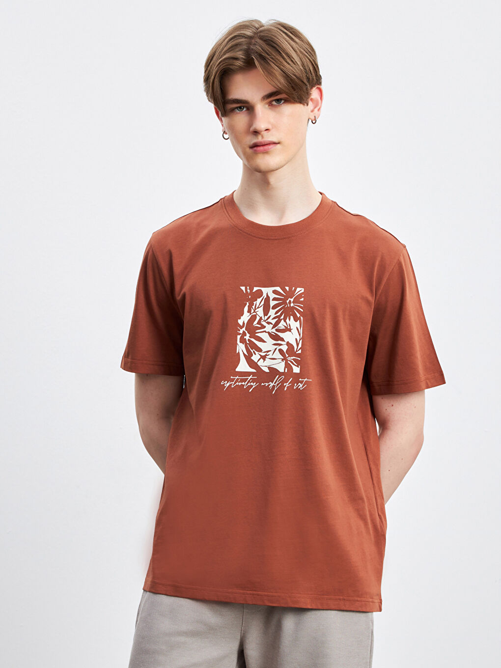XSIDE Crew Neck Printed Men's T-Shirt -S5EF50Z8-VKH