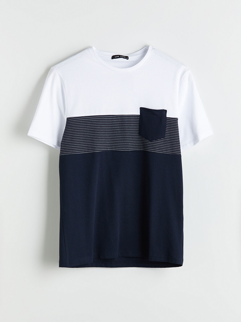 T-shirt pour Hommes en Piqué à Bloc de Couleurs avec Col Rond-4