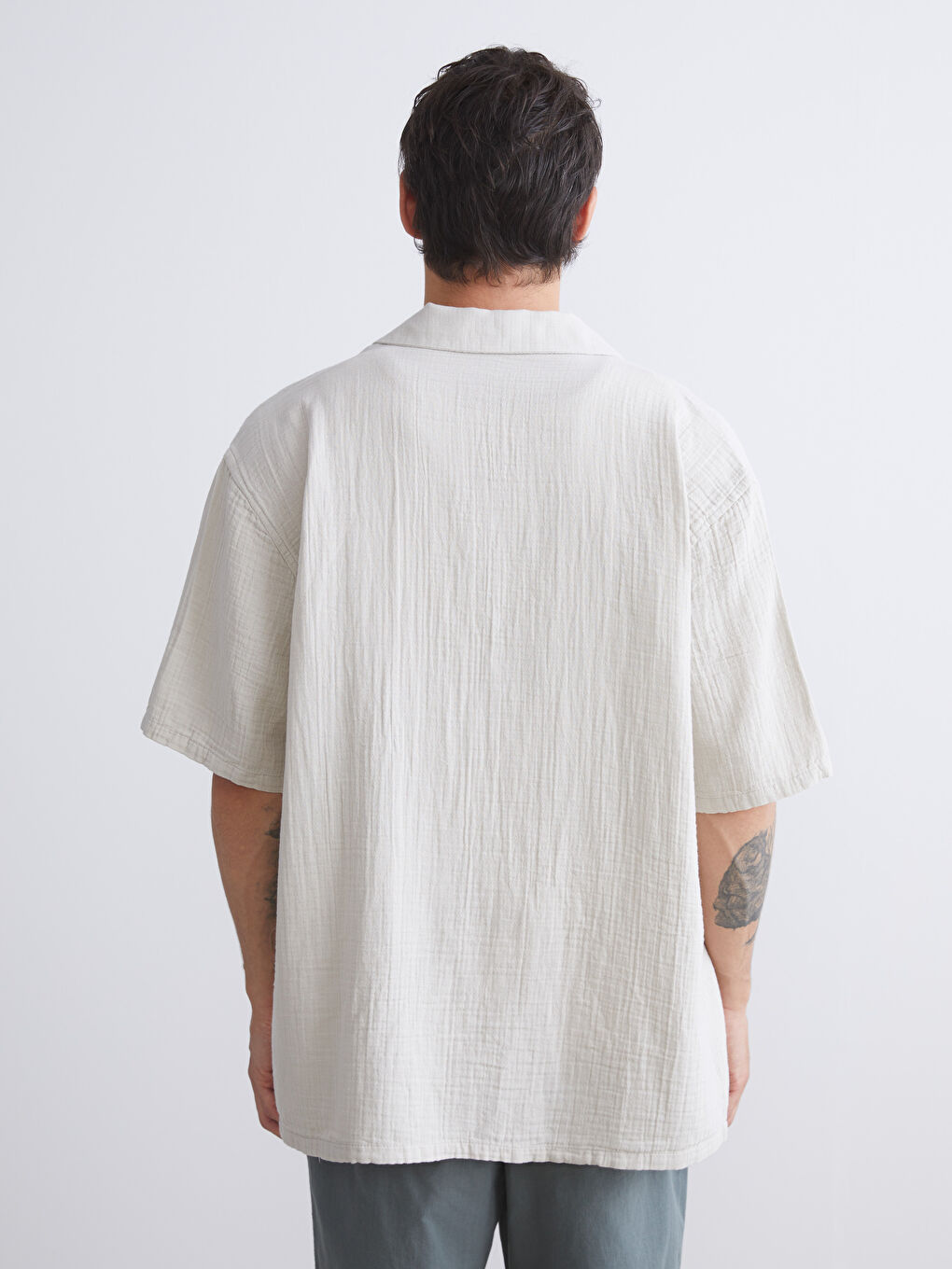 XSIDE Men's Short Sleeve Muslin Resort Collar Shirt -S5EF75Z8-G6E