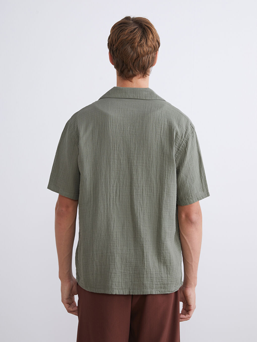 XSIDE Men's Short Sleeve Muslin Resort Collar Shirt -S5EF75Z8-YAG