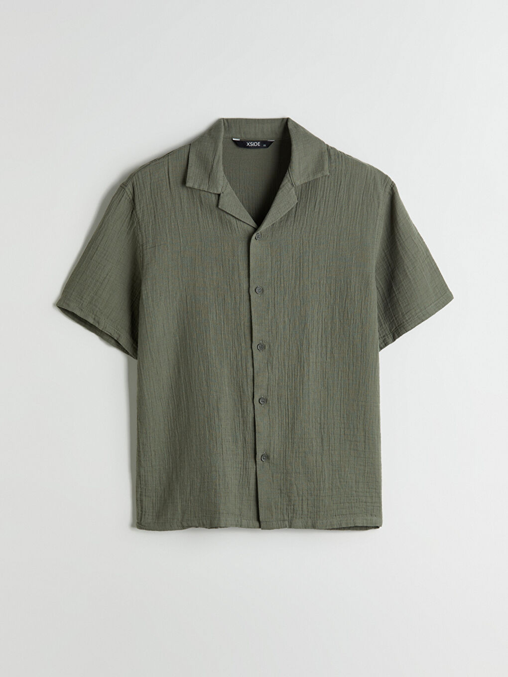 XSIDE Men's Short Sleeve Muslin Resort Collar Shirt -S5EF75Z8-YAG