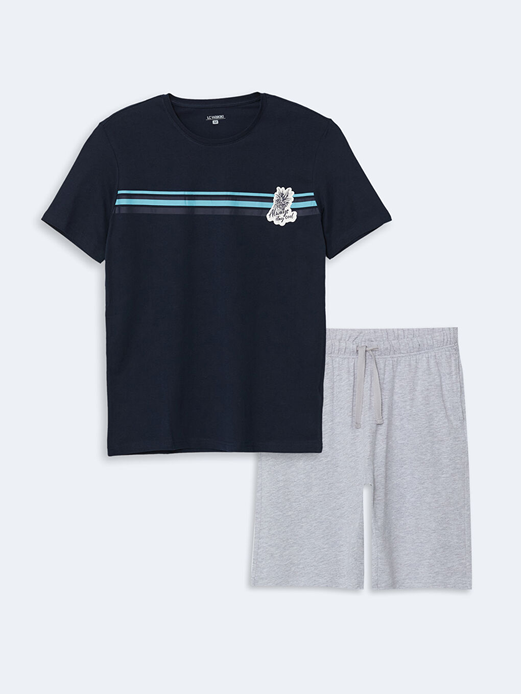 LC WAIKIKI Lacivert Standart Kalıp Erkek Şortlu Pijama Takımı - 4