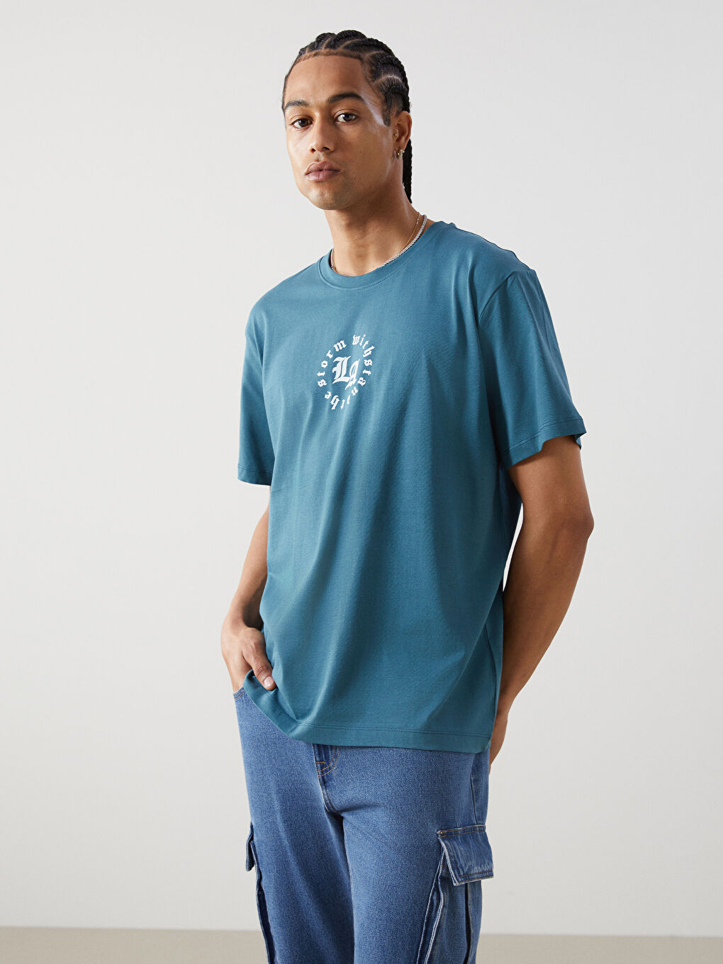 Crew Neck Printed Jersey Men's T-Shirt -S5EF92Z8-VGS