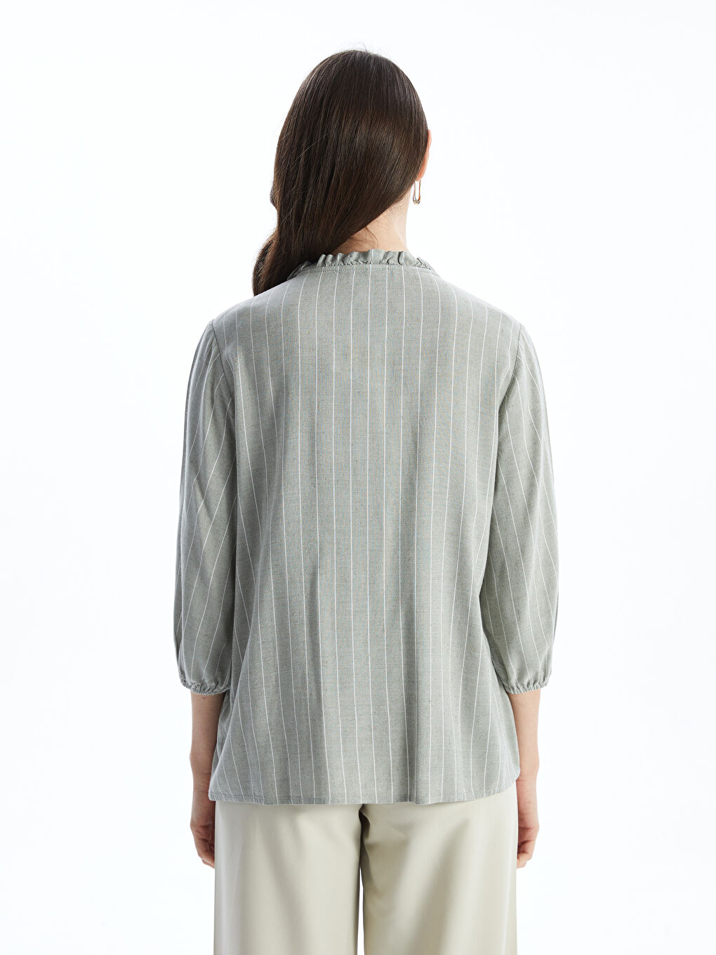 Notch Neck Floral Linen Blend Women's Blouse -S5EF95Z8-LGD