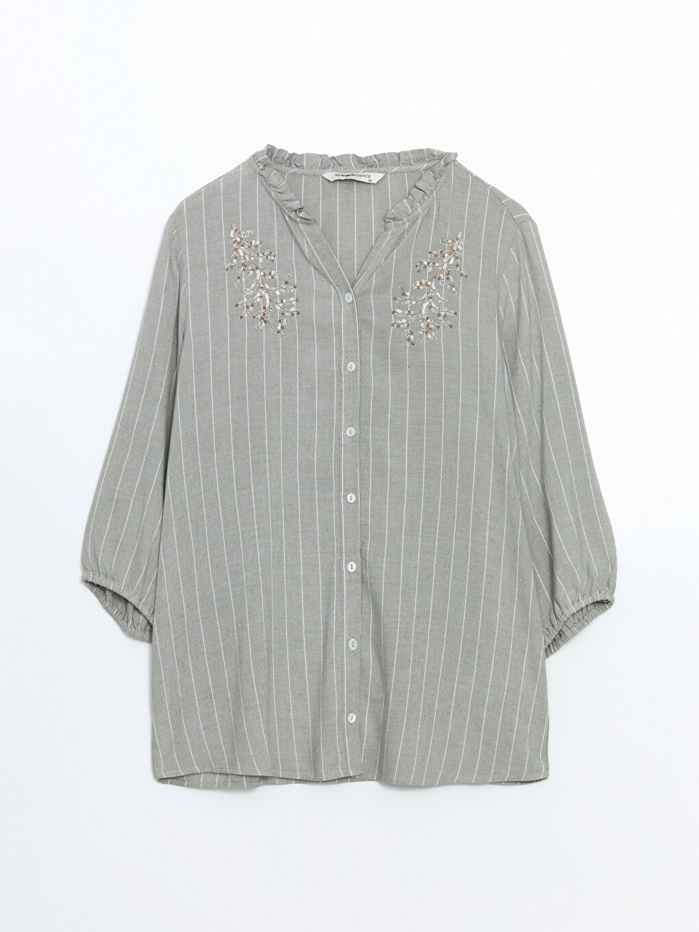 Notch Neck Floral Linen Blend Women's Blouse -S5EF95Z8-LGD