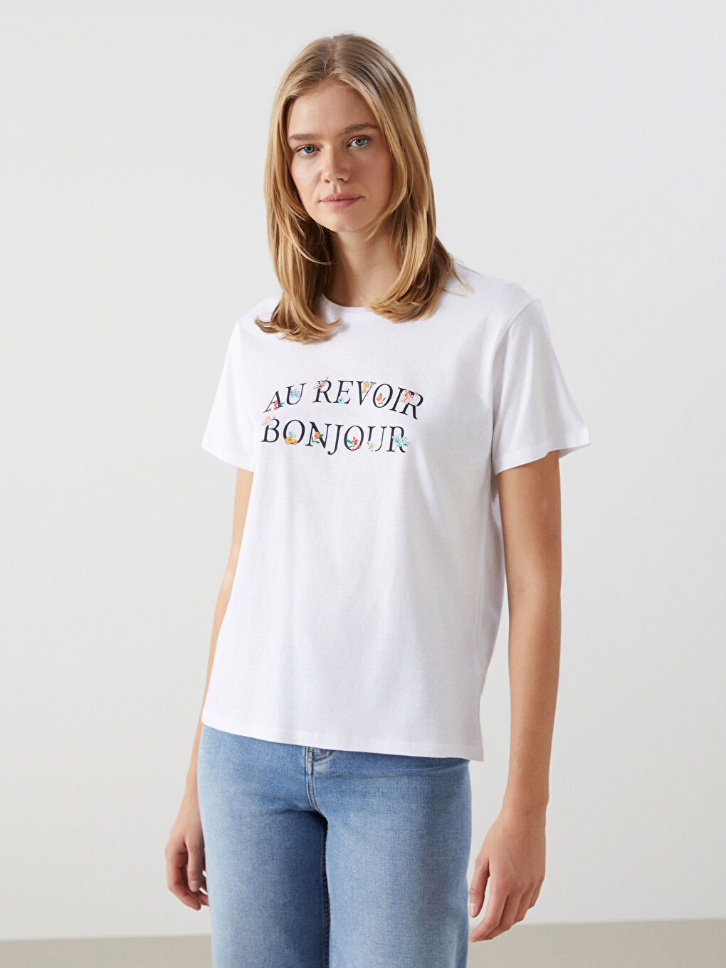 LCW Vision Crew Neck Printed Jersey Women's T-Shirt -S5EG01Z8-Q6K