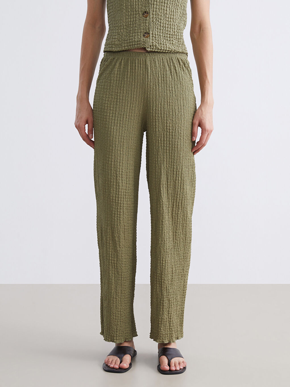 Hose mit Struktur und elastischem Bund für Damen-1